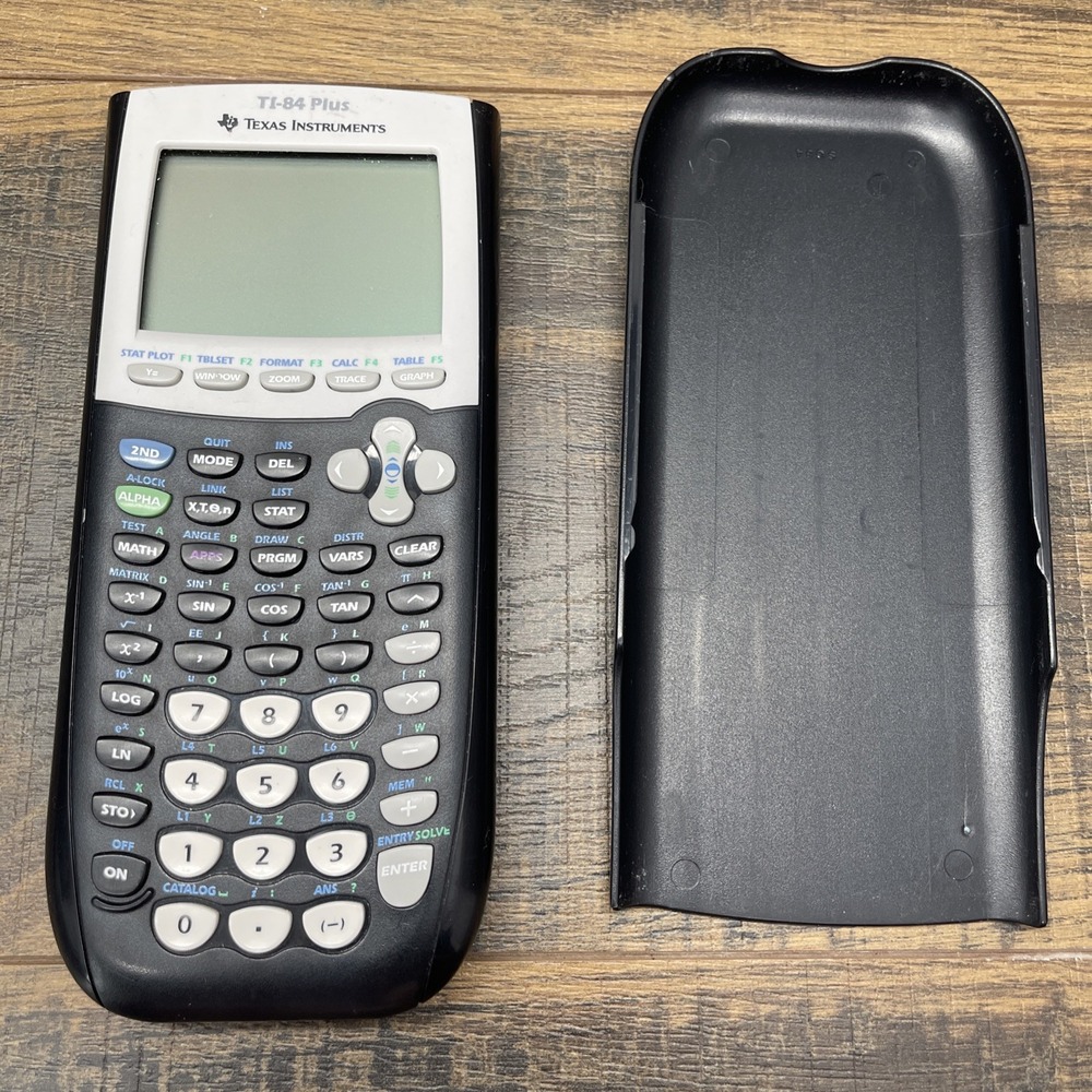 Texas Instruments TI-84 Plus Graphing Calculator - Black - With Cover TESTED